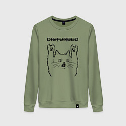 Свитшот хлопковый женский Disturbed - rock cat, цвет: авокадо