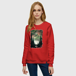 Свитшот хлопковый женский Лес кругом, цвет: красный — фото 2