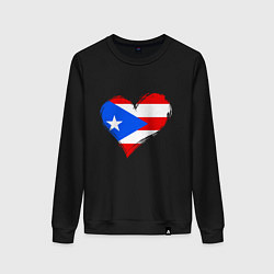 Свитшот хлопковый женский Сердце - Пуэрто-Рико, цвет: черный