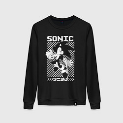 Свитшот хлопковый женский Sonic - game, цвет: черный