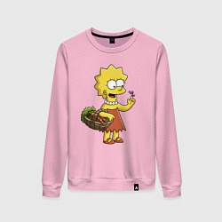 Свитшот хлопковый женский Lisa Simpson с гусеницей на даче, цвет: светло-розовый