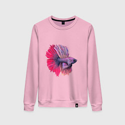 Свитшот хлопковый женский Японская цветная рыбка, цвет: светло-розовый