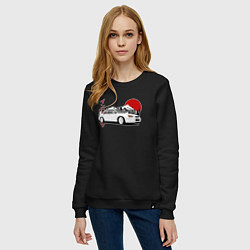 Свитшот хлопковый женский Subaru Impreza WRX Sti Retro JDM, цвет: черный — фото 2