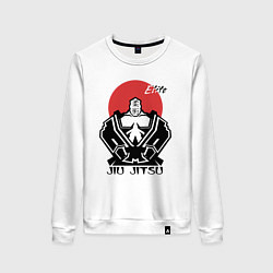 Свитшот хлопковый женский Jiu Jitsu red sun logo, цвет: белый