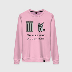 Свитшот хлопковый женский Вызов принят! мусорная панда, цвет: светло-розовый