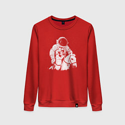 Свитшот хлопковый женский Космонавт на коне, цвет: красный