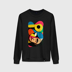 Свитшот хлопковый женский Поп-арт в стиле Пабло Пикассо, цвет: черный