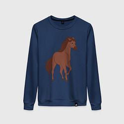Свитшот хлопковый женский Лошадка мустанг, цвет: тёмно-синий
