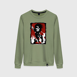Свитшот хлопковый женский Punk is not a crime, цвет: авокадо