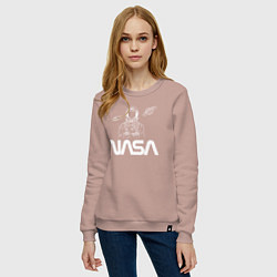Свитшот хлопковый женский Nasa - космонавт, цвет: пыльно-розовый — фото 2
