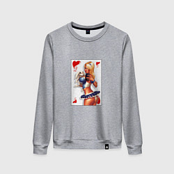 Женский свитшот Дама с кроликом на игральной карте