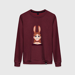 Свитшот хлопковый женский Girl - Bunny, цвет: меланж-бордовый