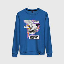 Свитшот хлопковый женский Голубь бунтарь, цвет: синий