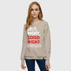 Свитшот хлопковый женский Left righte good night, цвет: миндальный — фото 2