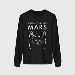 Свитшот хлопковый женский Thirty Seconds to Mars rock cat, цвет: черный