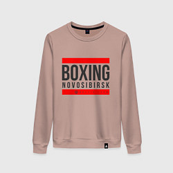 Свитшот хлопковый женский Novosibirsk boxing team, цвет: пыльно-розовый