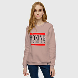 Свитшот хлопковый женский Novosibirsk boxing team, цвет: пыльно-розовый — фото 2