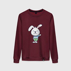 Свитшот хлопковый женский Hello - Rabbit, цвет: меланж-бордовый