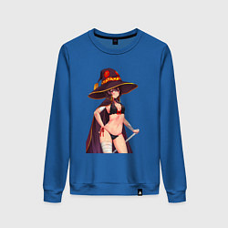 Свитшот хлопковый женский Мегумин с жезлом - Коносуба, цвет: синий