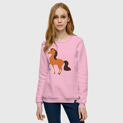 Свитшот хлопковый женский Конь, цвет: светло-розовый — фото 2