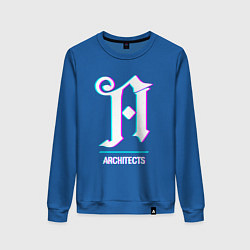 Свитшот хлопковый женский Architects glitch rock, цвет: синий