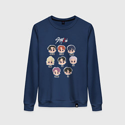 Свитшот хлопковый женский Stray Kids Chibi, цвет: тёмно-синий