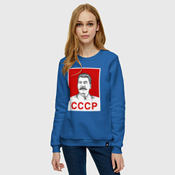 Свитшот хлопковый женский Сталин-СССР, цвет: синий — фото 2