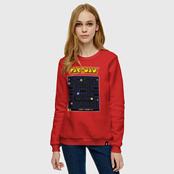Свитшот хлопковый женский Pac-Man на ZX-Spectrum, цвет: красный — фото 2