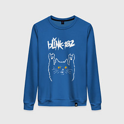 Свитшот хлопковый женский Blink 182 rock cat, цвет: синий