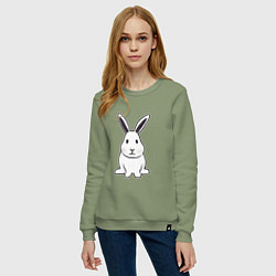 Свитшот хлопковый женский Снежный кролик, цвет: авокадо — фото 2