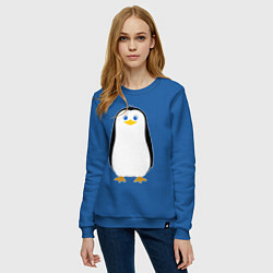 Свитшот хлопковый женский Красивый пингвин, цвет: синий — фото 2