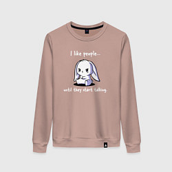 Свитшот хлопковый женский I like people rabbit, цвет: пыльно-розовый