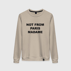 Свитшот хлопковый женский Not from Paris madame, цвет: миндальный
