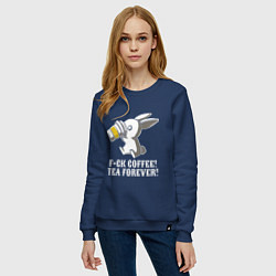 Свитшот хлопковый женский F*ck coffee - Tea forever!, цвет: тёмно-синий — фото 2
