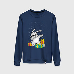 Свитшот хлопковый женский Кролик ДЭБ и новый год, цвет: тёмно-синий