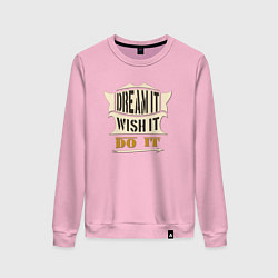 Свитшот хлопковый женский Dream it, Wish it, Do it, цвет: светло-розовый
