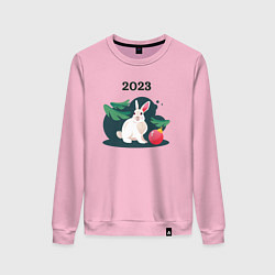 Свитшот хлопковый женский Новогодний кролик 2023, цвет: светло-розовый