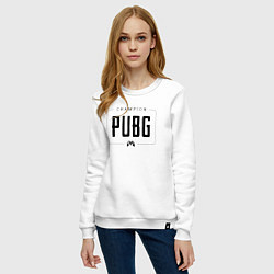 Свитшот хлопковый женский PUBG gaming champion: рамка с лого и джойстиком, цвет: белый — фото 2
