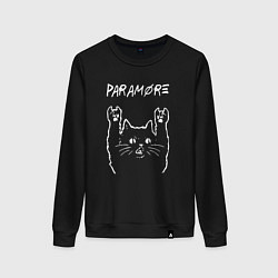 Свитшот хлопковый женский Paramore рок кот, цвет: черный