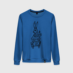Свитшот хлопковый женский Кролик на санках, цвет: синий