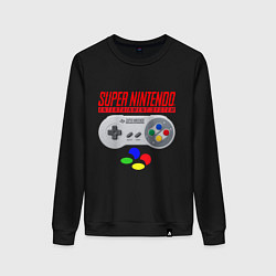 Свитшот хлопковый женский Super nintendo joystick, цвет: черный