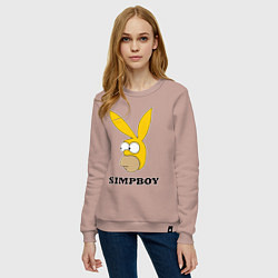 Свитшот хлопковый женский Simpboy - rabbit Homer, цвет: пыльно-розовый — фото 2