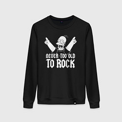 Свитшот хлопковый женский Рок не стареет, цвет: черный