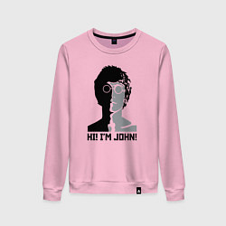 Свитшот хлопковый женский Джон Леннон - портрет, цвет: светло-розовый