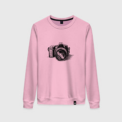 Свитшот хлопковый женский Рисунок фотоаппарата, цвет: светло-розовый