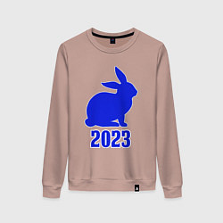 Свитшот хлопковый женский 2023 силуэт кролика синий, цвет: пыльно-розовый