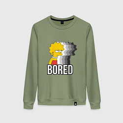 Свитшот хлопковый женский Лиза Симпсон - bored, цвет: авокадо