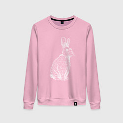 Свитшот хлопковый женский Нарисованный кролик, цвет: светло-розовый