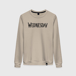 Свитшот хлопковый женский Logo black Wednesday, цвет: миндальный