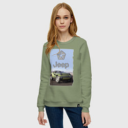 Свитшот хлопковый женский Chrysler Jeep - concept, цвет: авокадо — фото 2